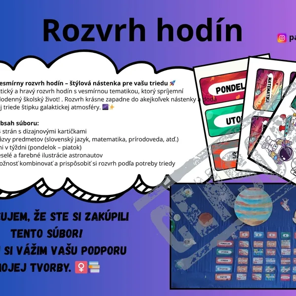 Rozvrh hodín- Vesmír
