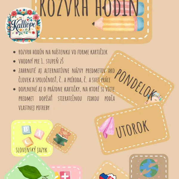Neutrálny rozvrh hodín na nástenku