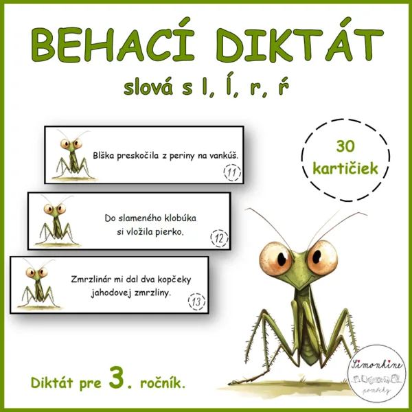 Behací diktát - slová s l, ĺ, r, ŕ