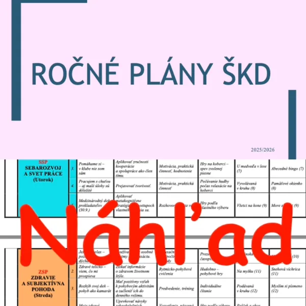 Ročné plány ŠKD 2025/2026 - kraje KE, PO