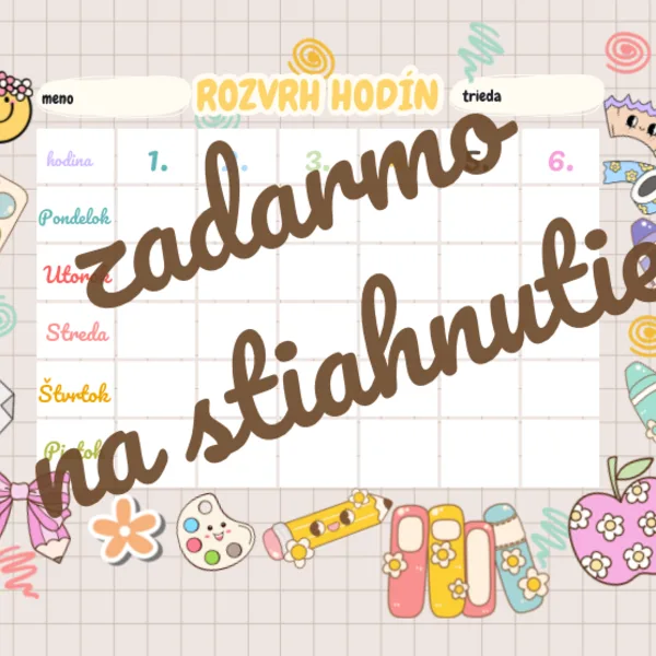 Rozvrhy hodín k nástenkám - zadarmo na stiahnutie