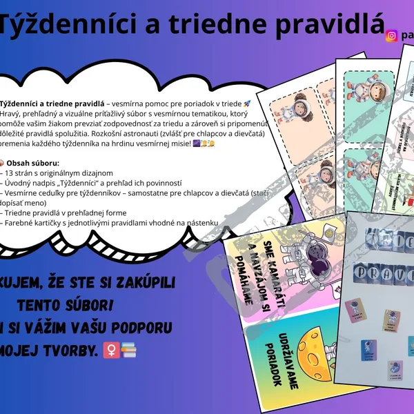 Týždenníci a triedne pravidlá – vesmírna pomoc pre poriadok v triede 🚀