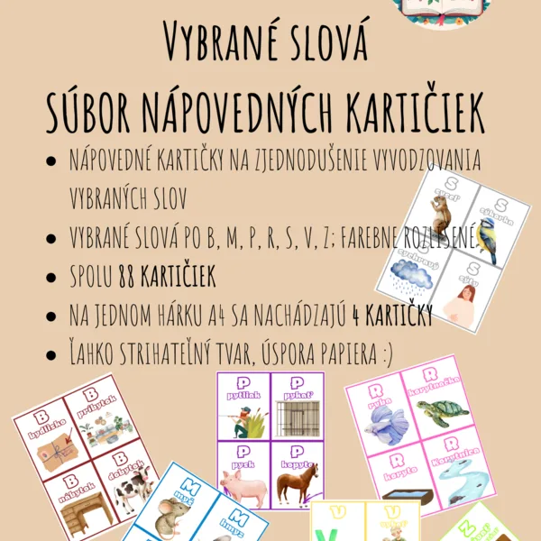 Vybrané slová - nápovedné kartičky