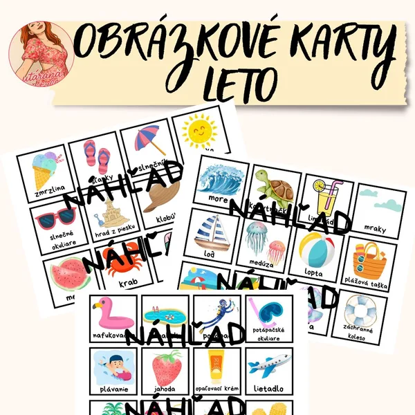 Obrázkové karty na tvorivé písanie - LETO