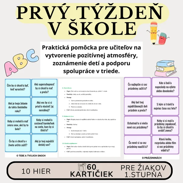 PRVÝ TÝŽDEŇ V ŠKOLE - otázky a aktivity pre žiakov 1. stupňa ZŠ