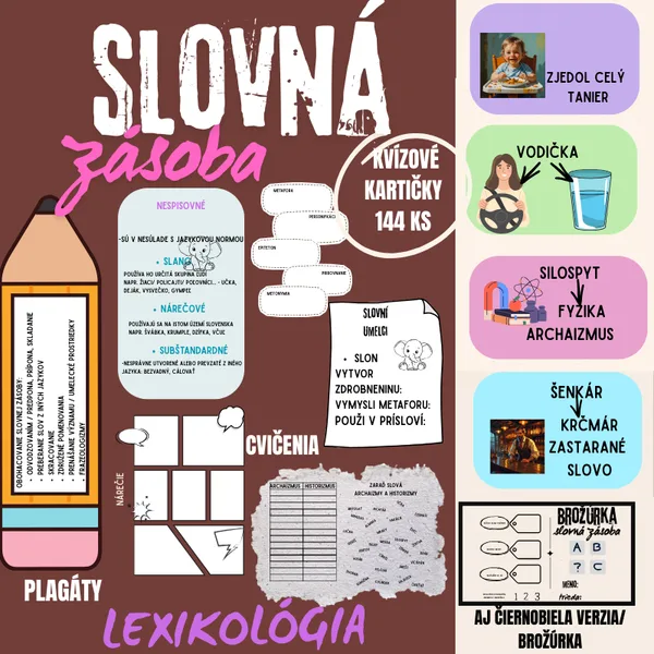 Slovná zásoba / komplet lexikológia, slovo, tvorivé písanie, kvíz