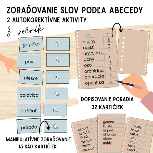 Abeceda - zoraďovanie slov podľa 2. a 3. písmena 