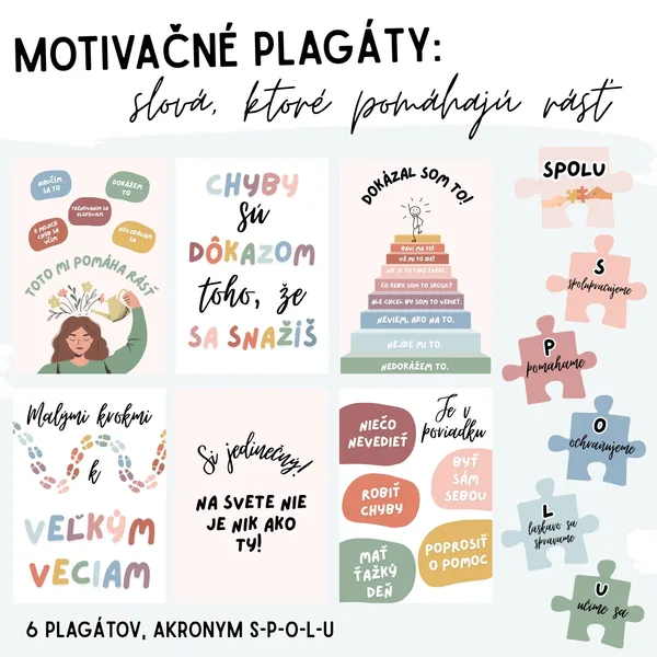 Motivačné plagáty: slová, ktoré pomáhajú rásť, výzdoba triedy 