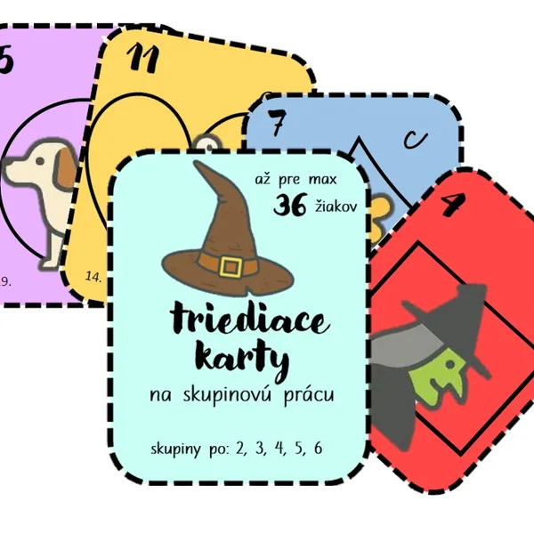 Triediace kartičky do dvojíc, trojíc, štvoríc, pätíc aj šestíc.
