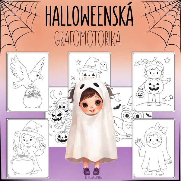 Halloweenské grafomotorické omaľovánky