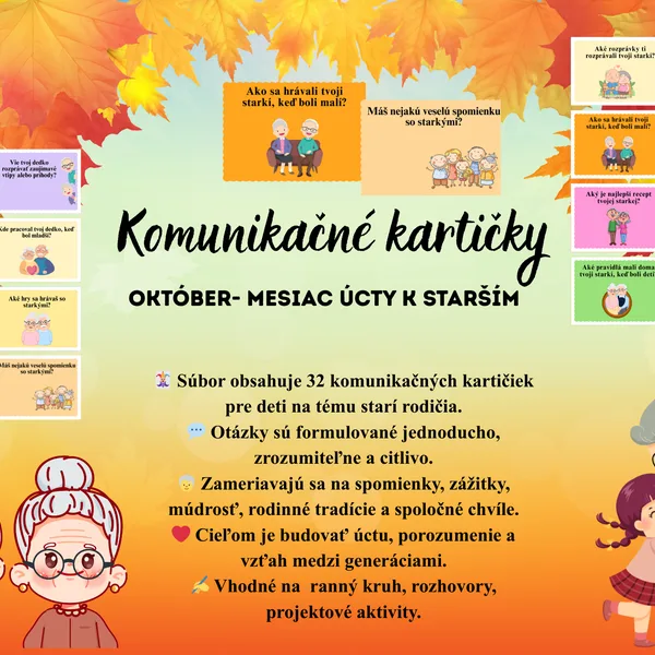 Komunikačné kartičky- Október mesiac úcty k starším 