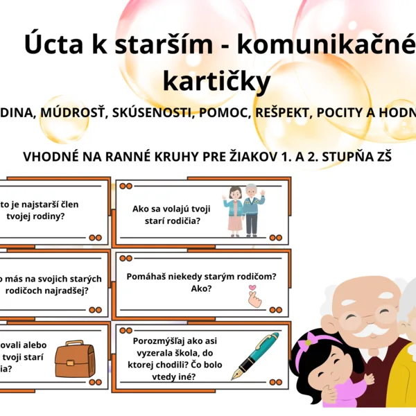 ÚCTA K STARŠÍM - KOMUNIKAČNÉ KARTIČKY 