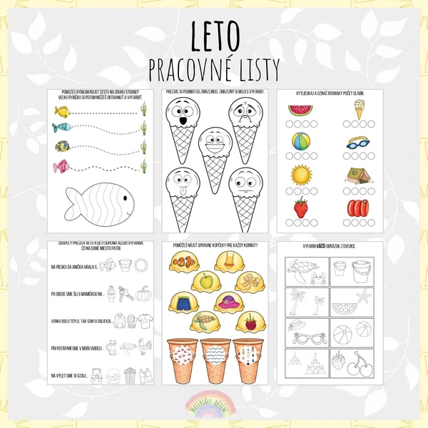 Leto, pracovné listy