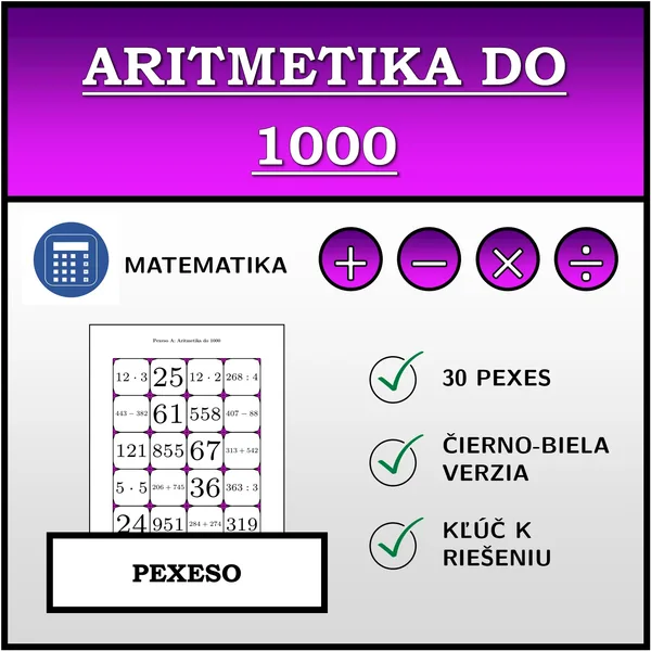 Pexeso - Aritmetika do 1000 | matematika