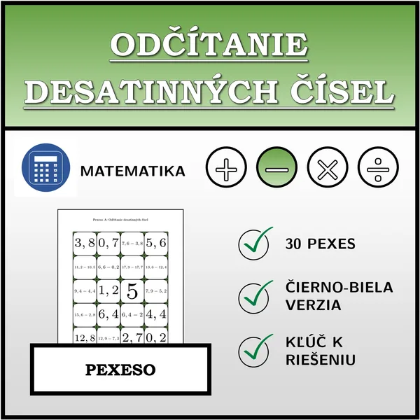 Pexeso - Odčítanie desatinných čísel | matematika