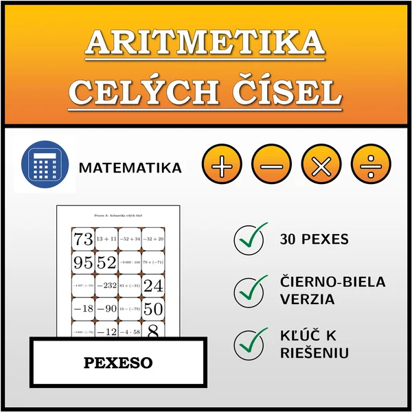 Pexeso - Aritmetika celých čísel | matematika