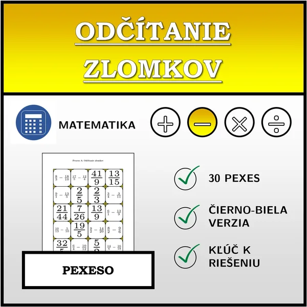 Pexeso - Odčítanie zlomkov | matematika
