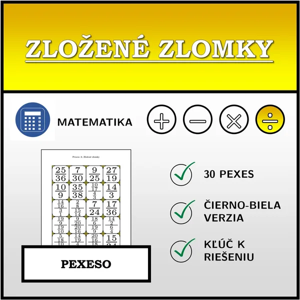 Pexeso - Zložené zlomky | matematika