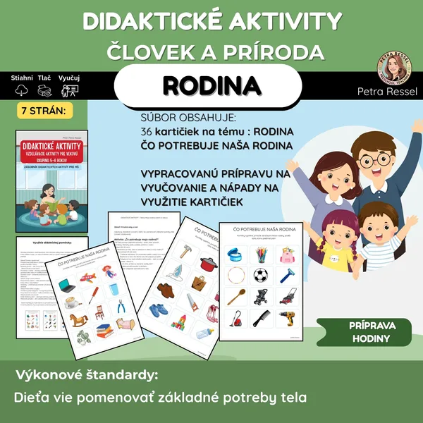RODINA - Príprava hodiny: ČLOVEK A PRÍRODA (Čo potrebuje naša rodina)