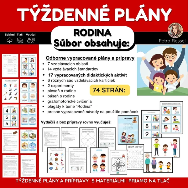 TÝŽDENNÉ PLÁNY A PRÍPRAVY - RODINA (s materiálmi na tlač)