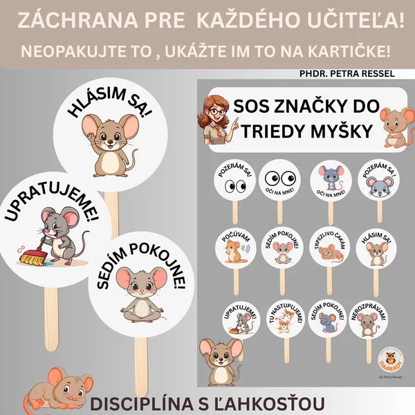 VIZUÁLNE SYMBOLY NA DISCIPLÍNU MOTÍV MYŠKY (ZÁCHRANA UNAVENÉHO UČITEĽA)