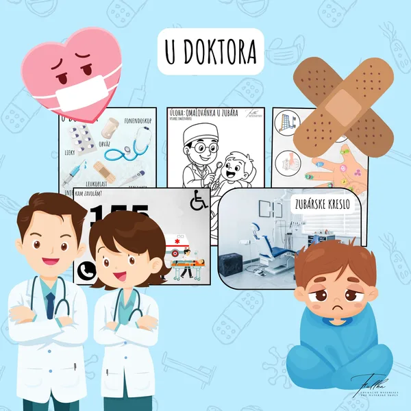 U doktora, hygiena, starostlivosť o zdravie, zdravie, bacily, choroba, ľudské telo, ja mám-kto má, pracovné listy, edukačný materiál na tabuľu