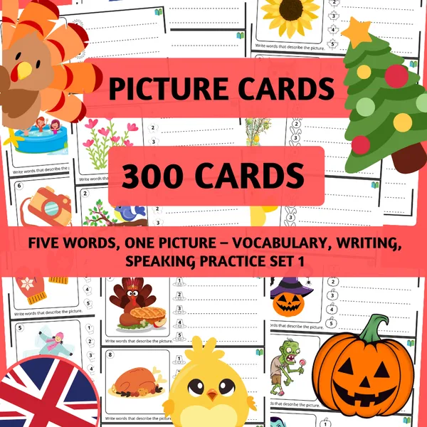 Five words, one picture – vocabulary, writing, speaking practice SET 1