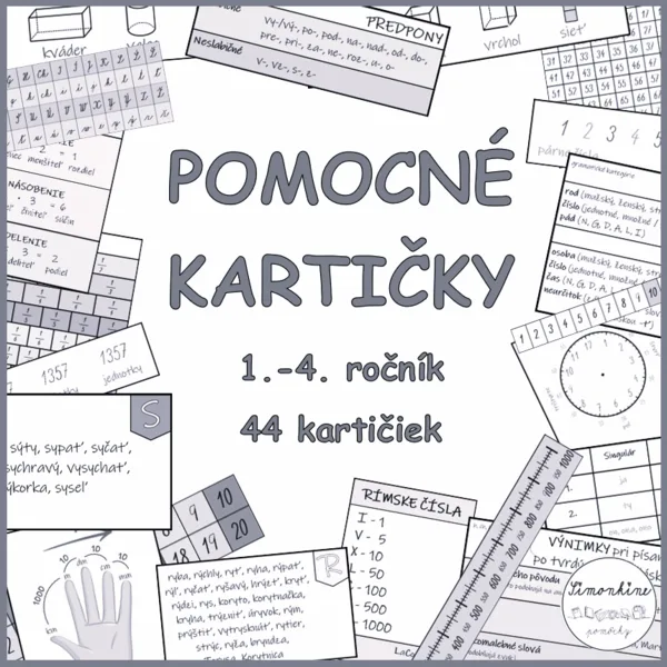 Pomocné kartičky - čiernobiele verzia