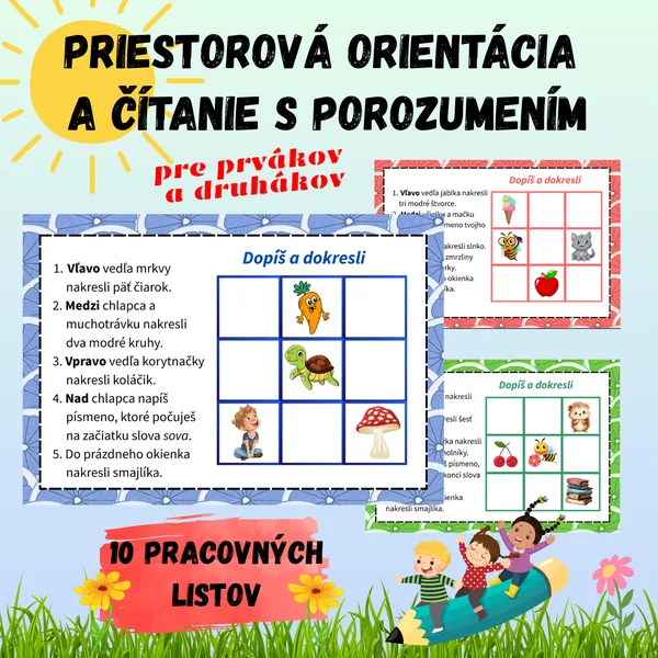Priestorová orientácia a čítanie s porozumením - pracovné listy