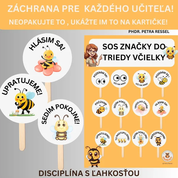 VIZUÁLNE SYMBOLY NA DISCIPLÍNU MOTÍV VČIELKY (ZÁCHRANA UNAVENÉHO UČITEĽA)