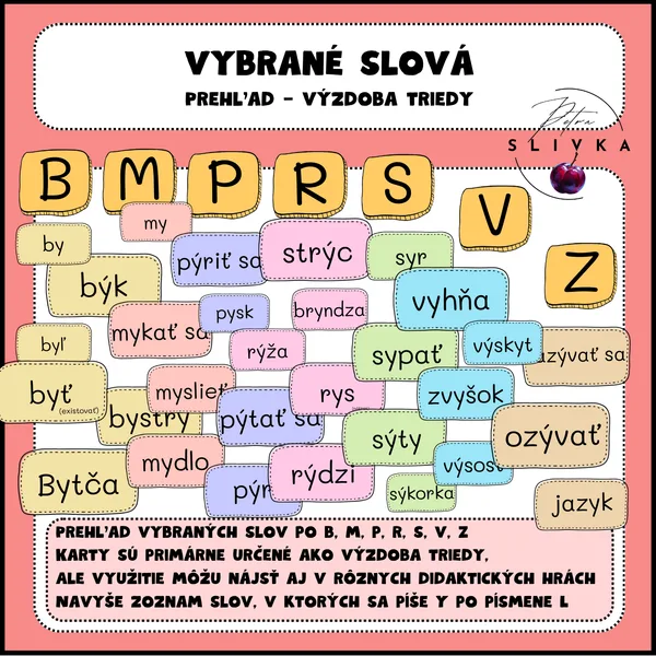 Prehľad vybraných slov