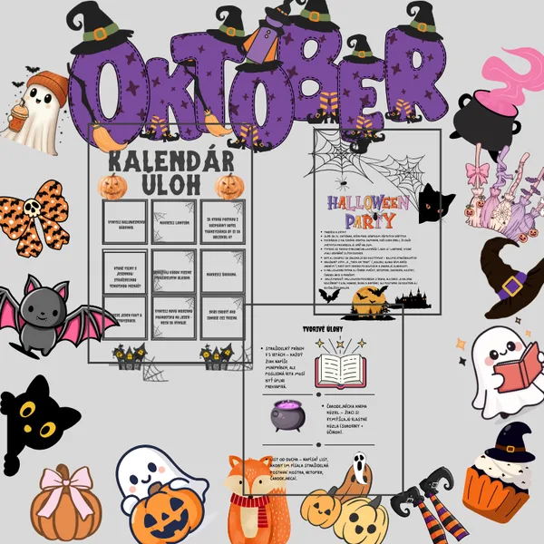 Nástenka - október/ halloween/ plagát, výzdoba, ranné kruhy, kalendár, tvorivé úlohy