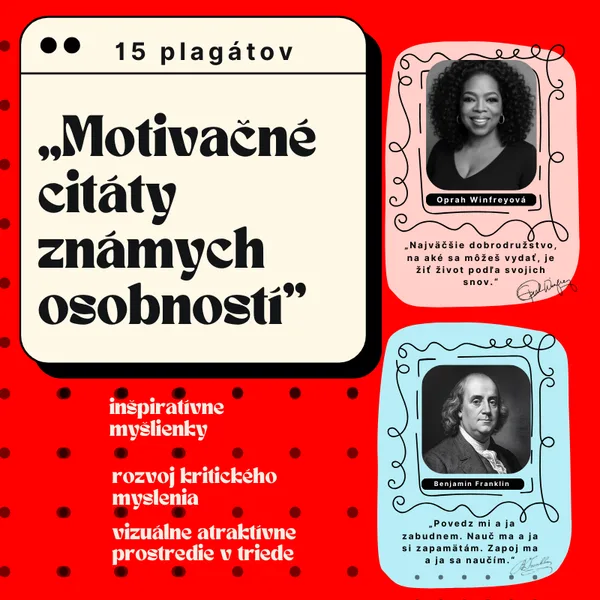 Motivačné citáty známych osobností / plagát, rozvoj kritického myslenia, inšpirácia, motivácia, nástenka, výzdoba