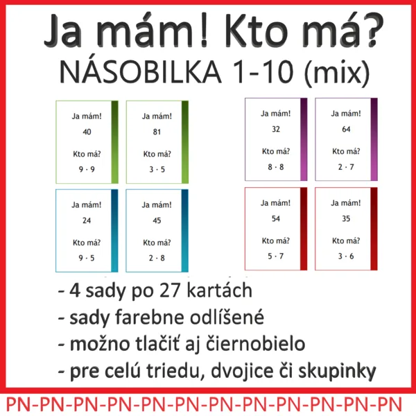 Ja mám! Kto má? NÁSOBILKA 1-10 (mix)