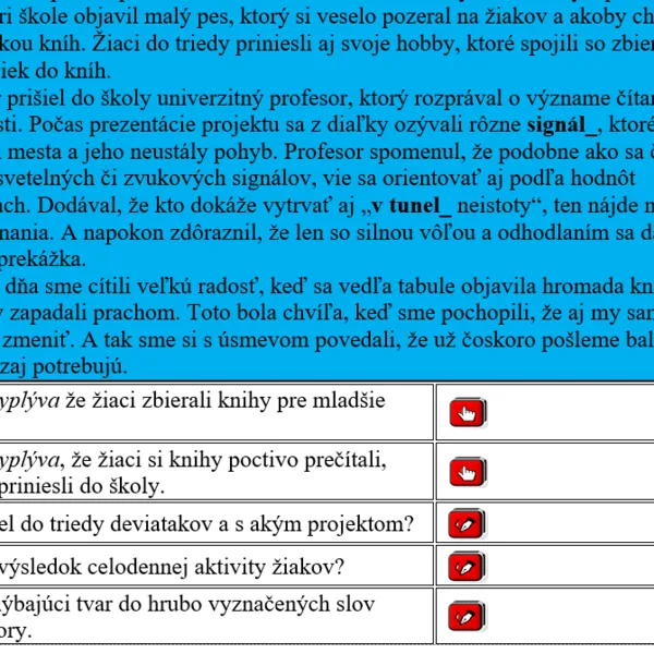 Test - vstupné testovanie zo slovenského jazyka a literatúry 