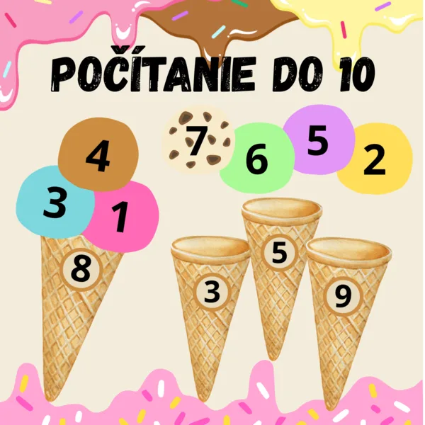 Počítanie do 10 - zmrzlinky/čísla do 10