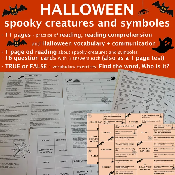 Spooky Halloween creatures and symboles