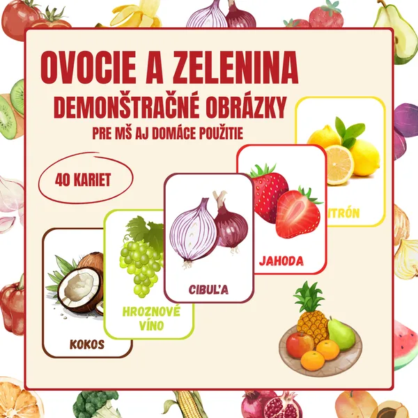 Ovocie a zelenina – demonštračné obrázky