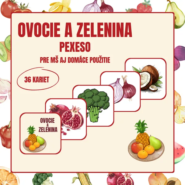 Ovocie a zelenina – pexeso