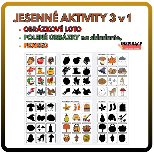 3 v 1 - JESENNÉ LOTO / PEXESO / SKLADAČKA 