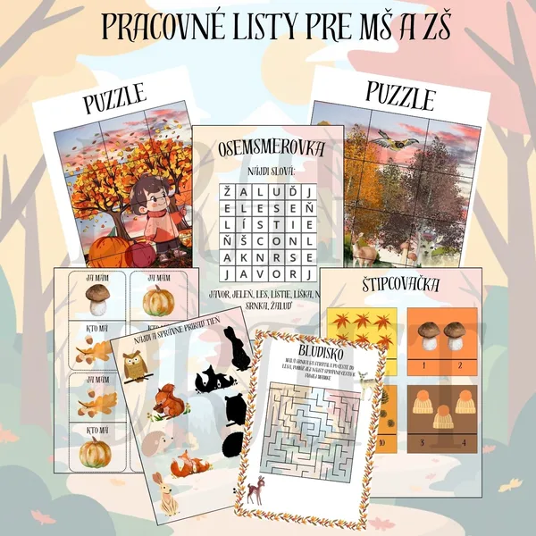 Jeseň pracovné listy