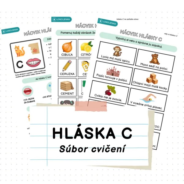 Hláska C súbor cvičení | Nácvik hlásky | Pracovné listy | Logopédia