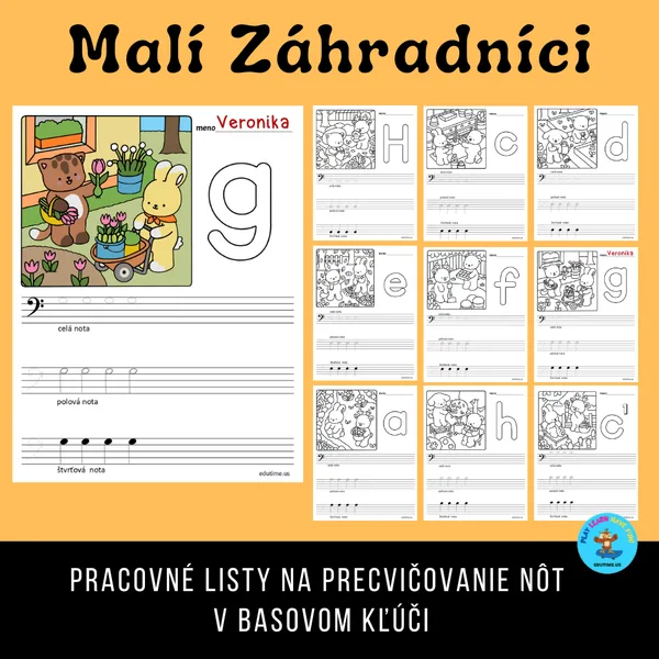 Malí záhraníci - pracovné listy na precvičovanie nôt v basovom kľúči