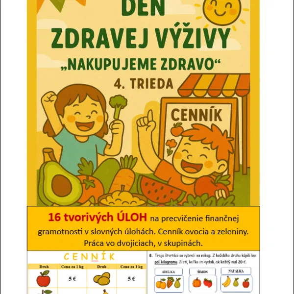 Deň zdravej výživy v 4. triede - finančná gramotnosť matematika
