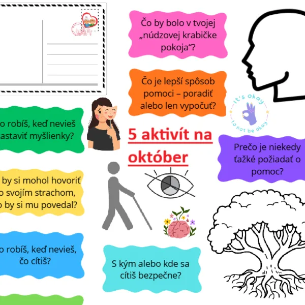 DUŠEVNÉ ZDRAVIE - možné použiť nielen v OKTÓBERI- 5 aktivít (diskusia, kreslenie, písanie, pohyb, skupinová práca)