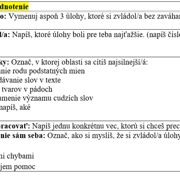 Podstatné mená pre žiaka s podpornými opatreniami