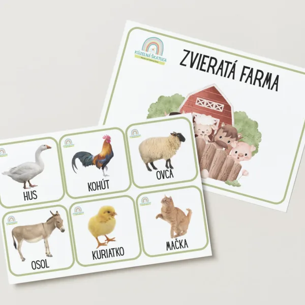 Tematické kartičky: zvieratá farma