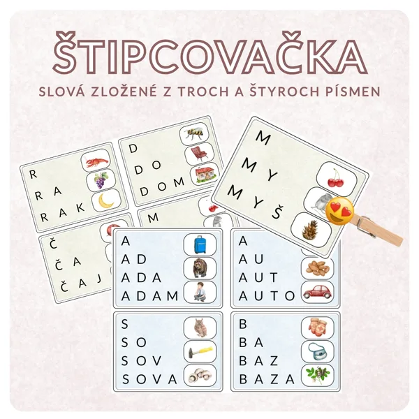 ŠTIPCOVAČKA (slová zložené z troch a štyroch písmen)