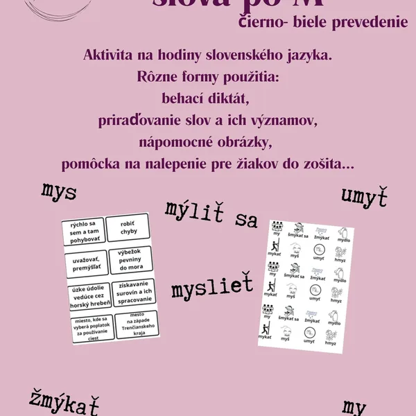 Vybrané slová po M- aktivity 