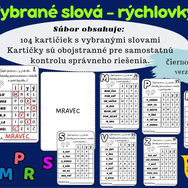 Vybrané slová - čiernobiele rýchlovky